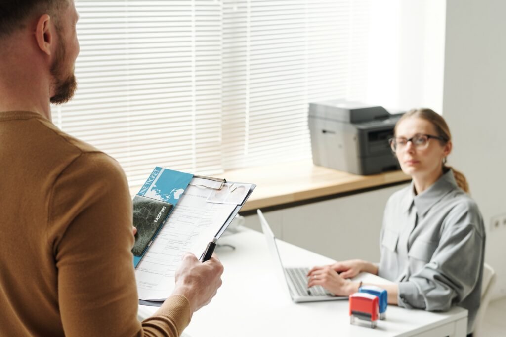 Man With Documents In Embassy
